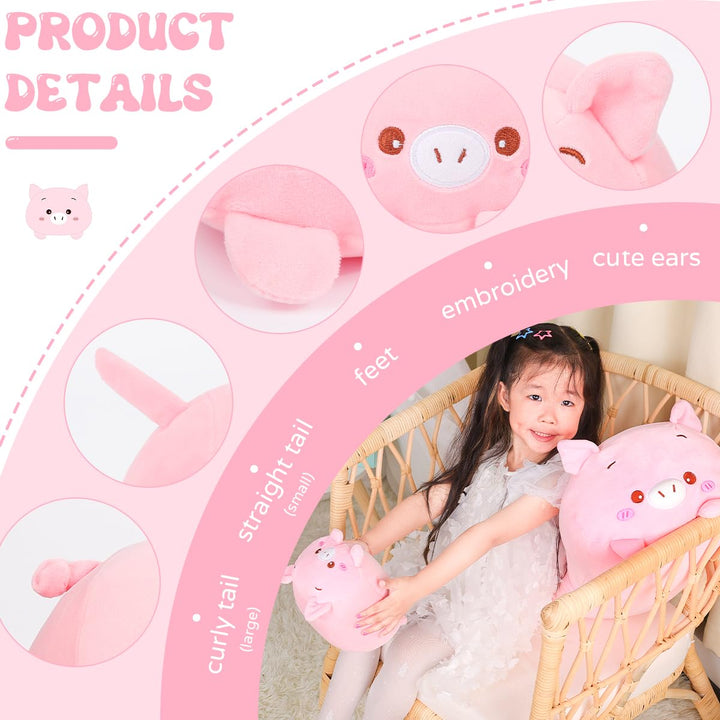 AIXINI 8 inch Cute Pink Pig Plush Stuffed Animal Cylind