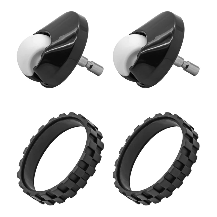 Replacement Front Wheel and Tires Compatible with IROBOT ROOMBA 500 600 700 800 900 Series 860 870 675 880 960 980 Anti-Slip iRobot Roomba Accessories (2 Pack Tires+2 Front Caster Wheel)