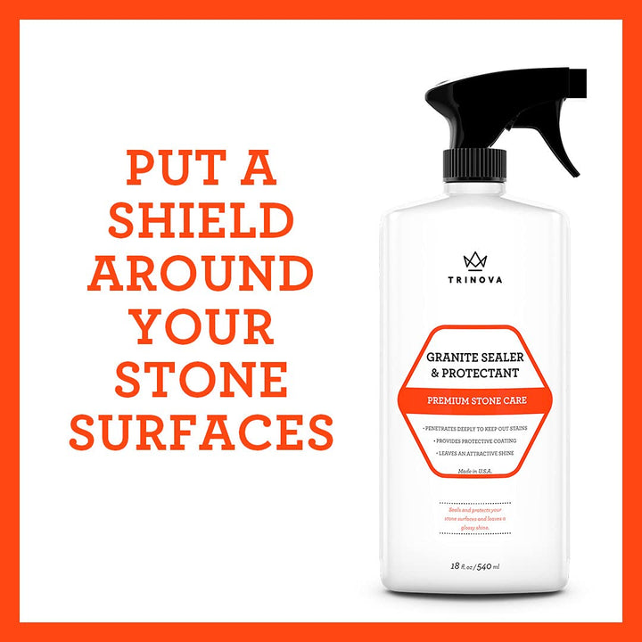 Granite Sealer &amp; Protector – Best Stone Polish, Protectant &amp; Care Product – Easy Maintenance for Clean Countertop Surface, Marble, Tile – No Streaks, Stains, Haze, or Spots - 18 fl oz