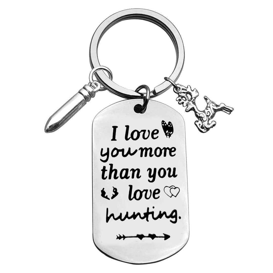 Hunter Keychain Couple Friendship Gift I Love You More Than You Love Hunting Keyring Hunting Lover Gift for Men Birthday Gift Boyfriend Husband Fiance Gift Valentines Day Christmas Keychain Gift