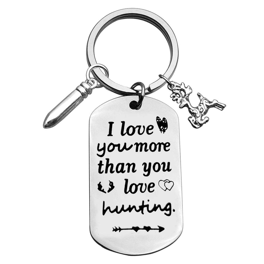 Hunter Keychain Couple Friendship Gift I Love You More Than You Love Hunting Keyring Hunting Lover Gift for Men Birthday Gift Boyfriend Husband Fiance Gift Valentines Day Christmas Keychain Gift