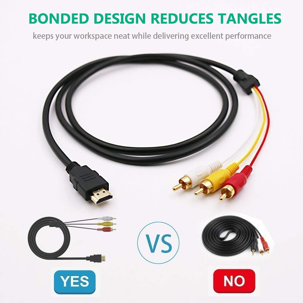 HDMI to RCA Cable, 1080P 5ft/1.5m HDMI Male to 3-RCA Vi