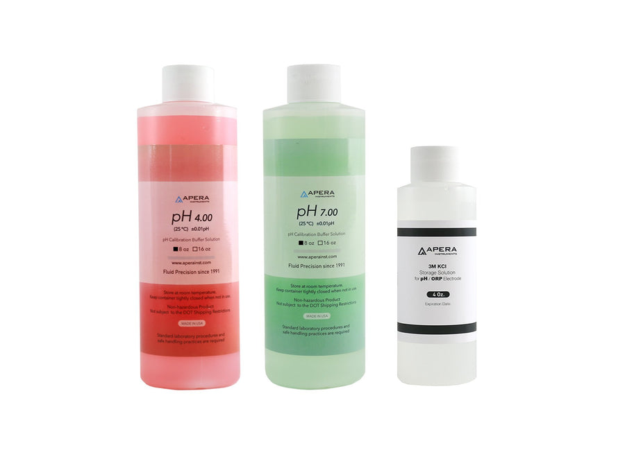 AI1108 pH Calibration Buffer Solution Kit for pH/ORP Electrodes, 4.00 & 7.00 pH, 4 oz & 8 oz