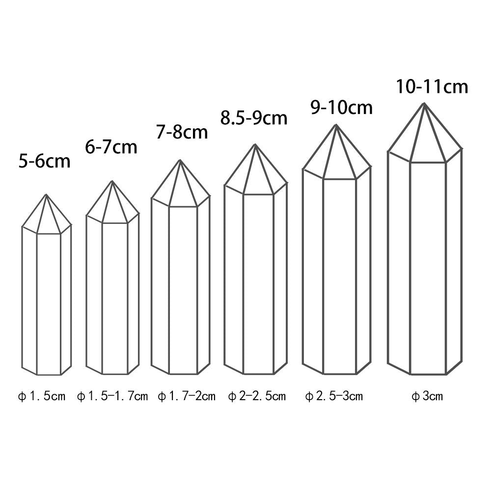 Runyangshi Natural Healing Crystal Wands, 6 Faceted Rei