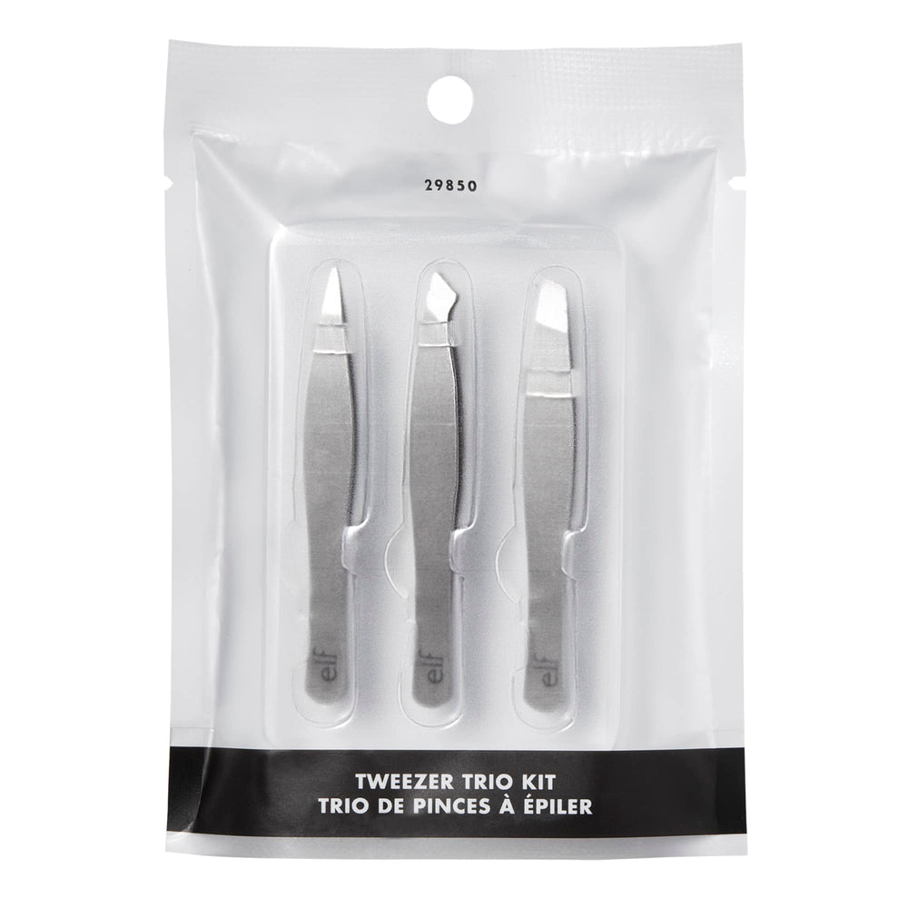 Tweezer Trio Kit, Three Mini Eyebrow Tweezers For Shaping, Defining & Grooming Brows, Great For Touchups On The Go, Vegan & Cruelty-Free
