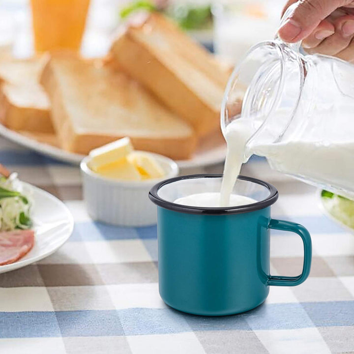 P&amp;P CHEF Camping Coffee Mug Set of 4, Enamel Tea Coffee Drinking Mugs Cups for Home Party Travel Picnic Camping, Reusable &amp; Portable - 12 Ounce/355 ML