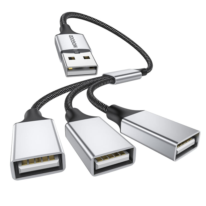 3 in 1 USB Splitter Cable, Portable USB 2.0 Hub for Charging, Data Transfer, Laptop, Mac