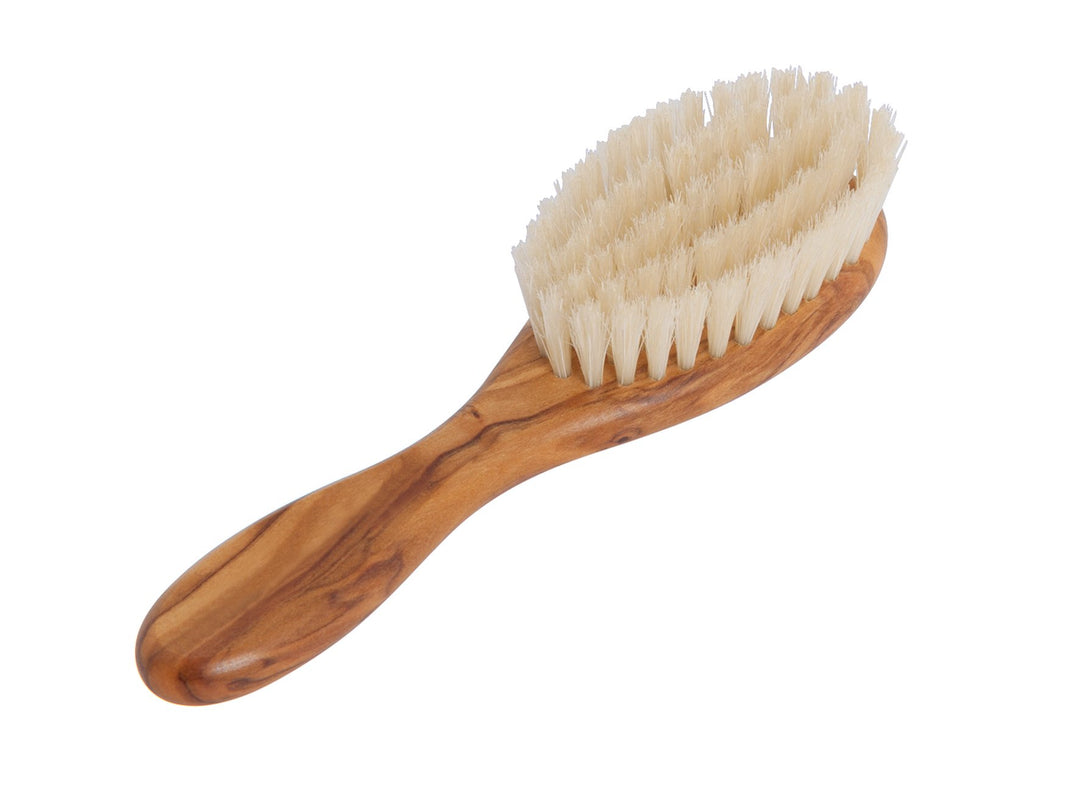 Redecker Goat Hair Children&#39;s Hairbrush with Waxed Olive Wood Handle, 5-7/8-Inches