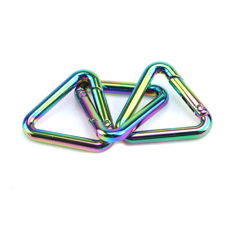 Rainbow Carabiner Snap Clip Triangular Spring Keychain Clips Keyring Buckles Locking Hooks Spring Snap Hooks Pack of 6