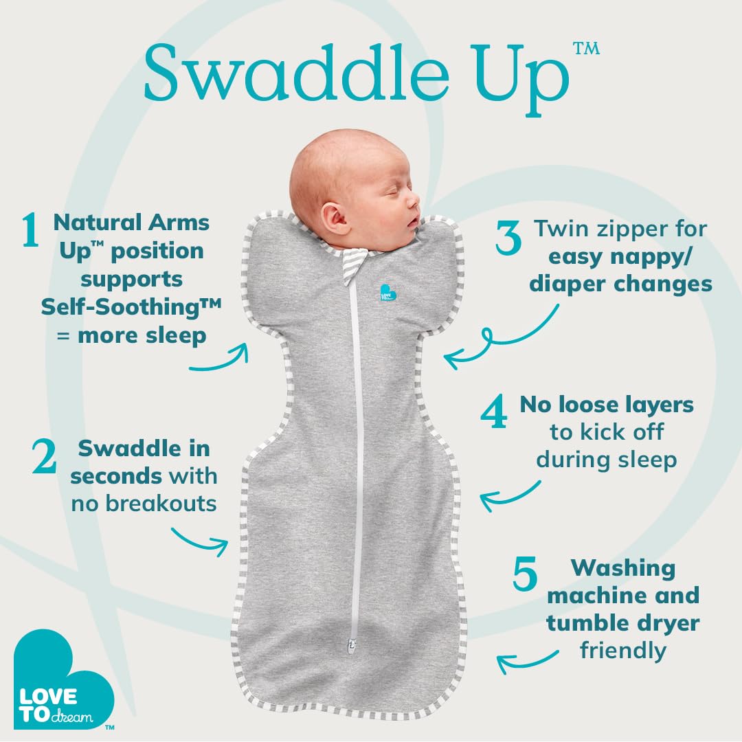 Swaddle UP, Baby Sleep Sack, Self-Soothing Swaddles for Newborns, Improves Sleep, Snug Fit Helps Calm Startle Reflex, New Born Essentials for Baby, 1.0 TOG, 13-19 lbs, Gray