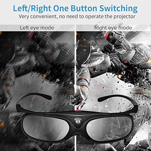 DLP 3D Glasses, 144Hz Rechargeable 3D Active Shutter Gl