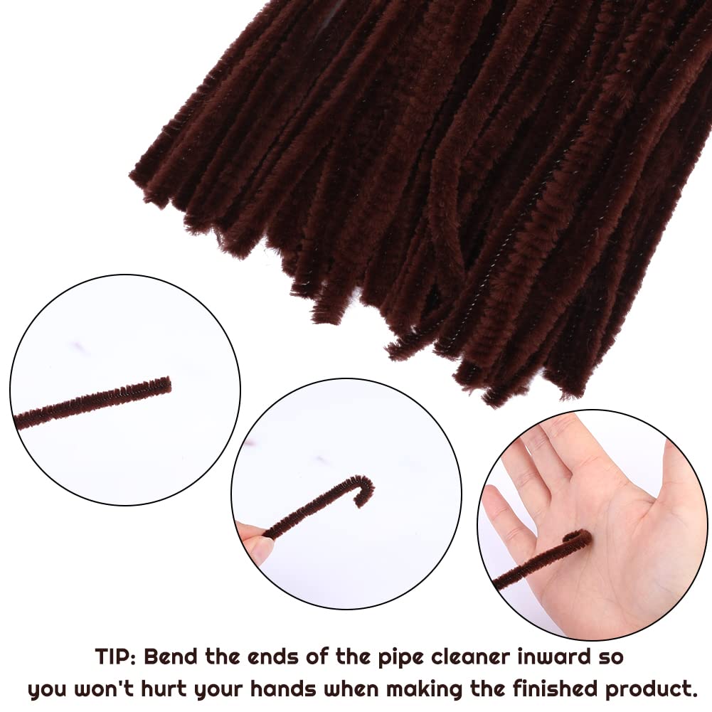 110 Pieces Pipe Cleaners, Dark Brown Pipe Cleaners, Craft Pipe Cleaners, Art Pipe Cleaners for Creative Home Decoration Supplies Arts and Crafts Project