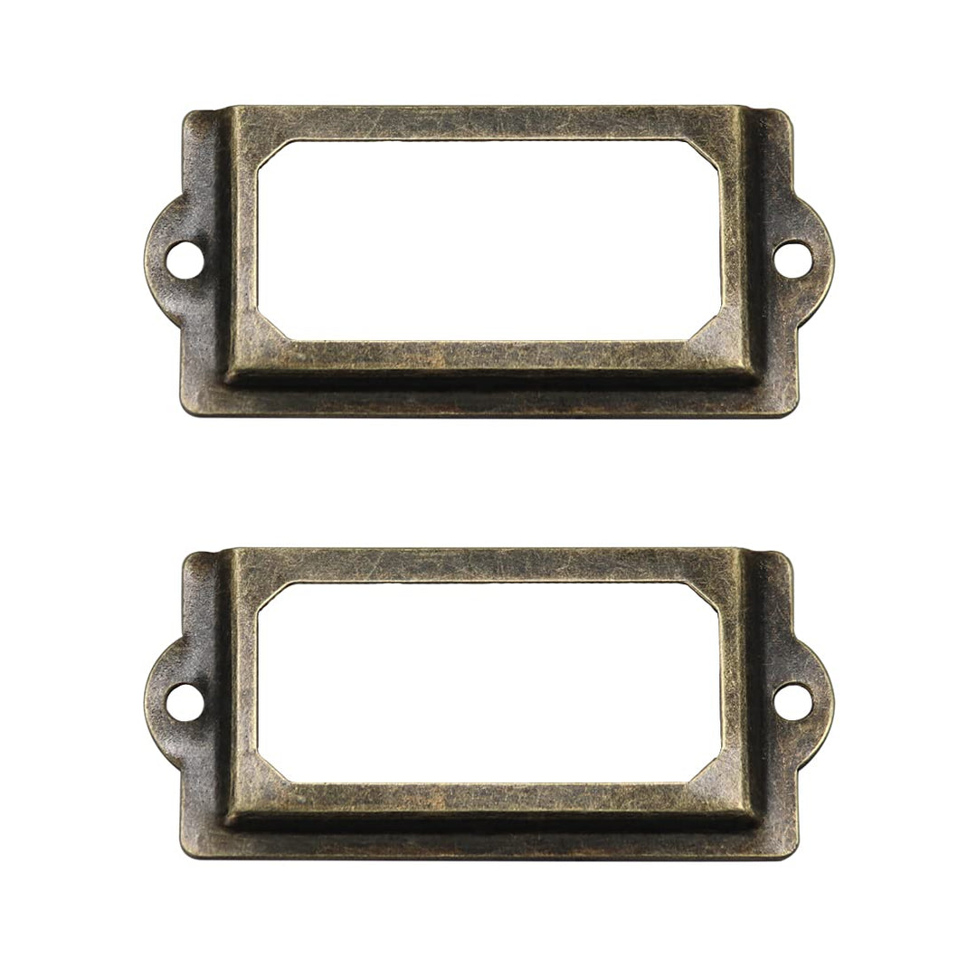 [32 Pack] Antique Bronze Office Library File Drawer Cabinet Card Tag Label Holder Metal Frame 70mm x 33mm