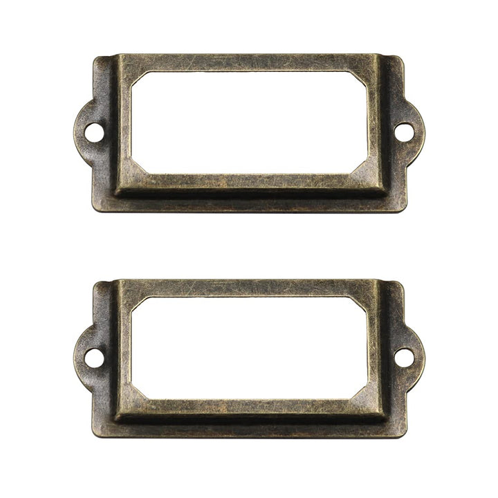 [32 Pack] Antique Bronze Office Library File Drawer Cabinet Card Tag Label Holder Metal Frame 70mm x 33mm