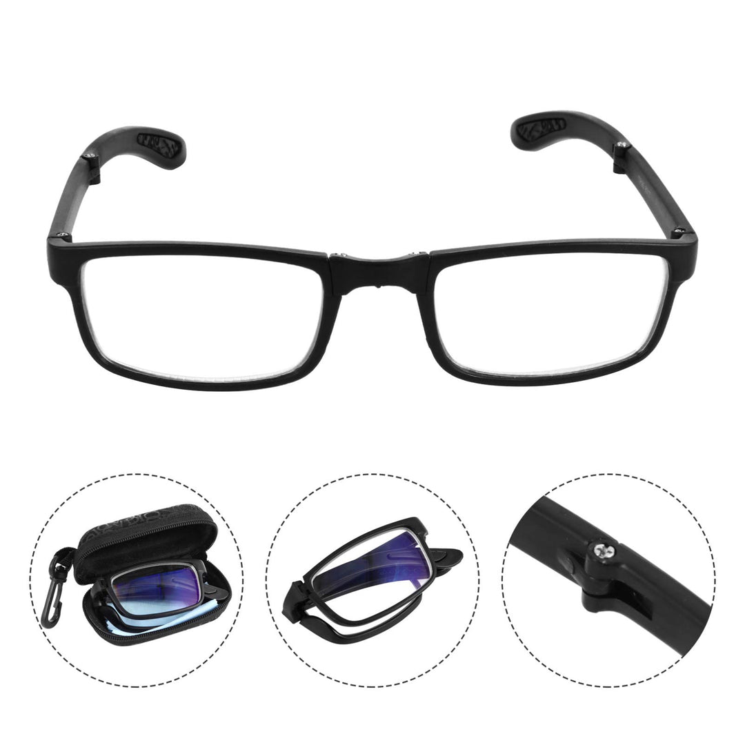 EXCEART - 2.0 Nearsighted Glasses Folding Reading Glasses Black Myopia Glasses Long Distance Eyeglasses with Portable Case