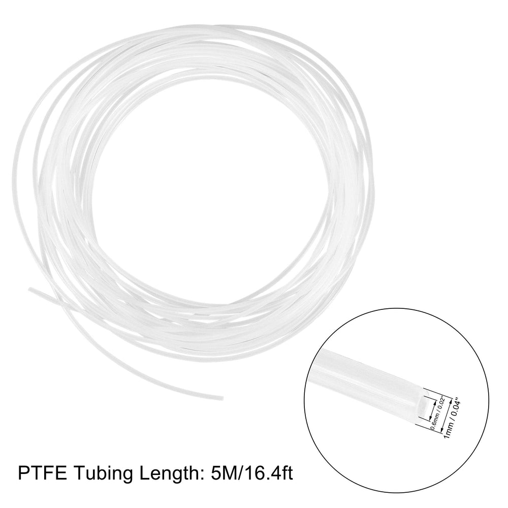 PTFE Tubing Hose High Temperature Multifunctional Pipe White 0.6mm/0.02''ID x 1mm/0.04''OD x 16.4ft with Tube Cutter