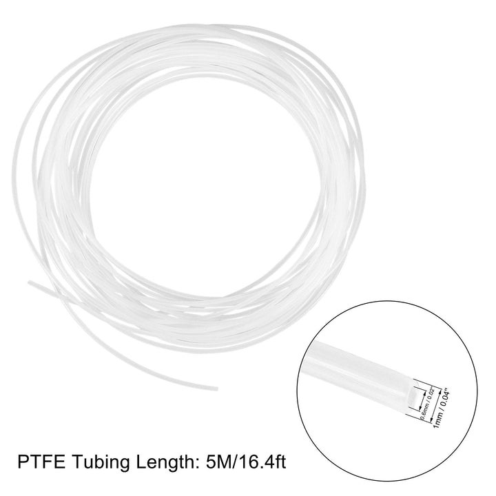 PTFE Tubing Hose High Temperature Multifunctional Pipe White 0.6mm/0.02&#39;&#39;ID x 1mm/0.04&#39;&#39;OD x 16.4ft with Tube Cutter