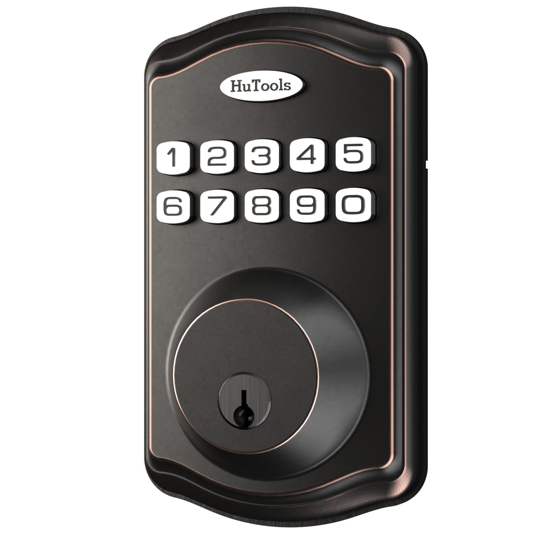 Keyless Entry Door Lock, Electronic Keypad Deadbolt Lock, Auto Lock, 1 Touch Locking, 20 Customizable User Codes, Back Lit, Easy Installation for Front Back Door, Oil Rubbed Bronze