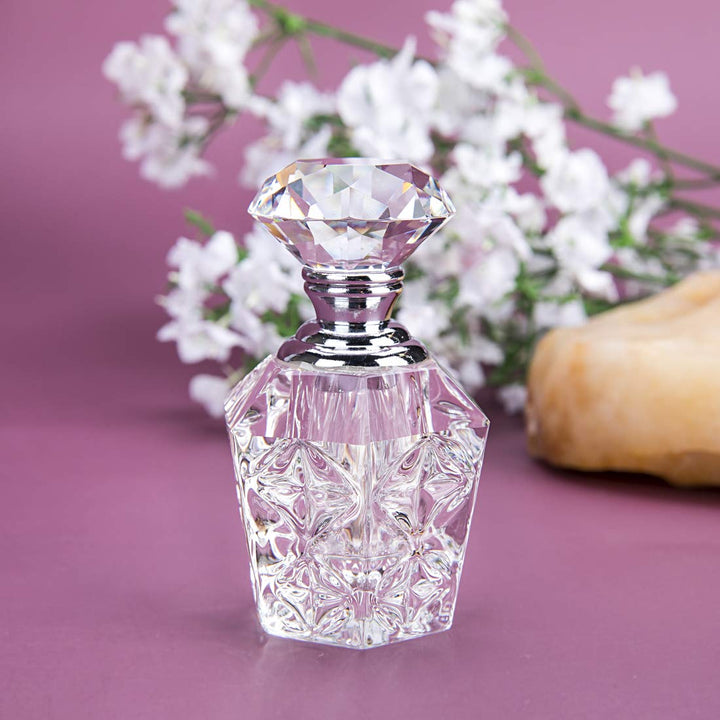 H&amp;D HYALINE &amp; DORA Clear Art Carved Crystal Empty Mini Refillable Perfume Bottle