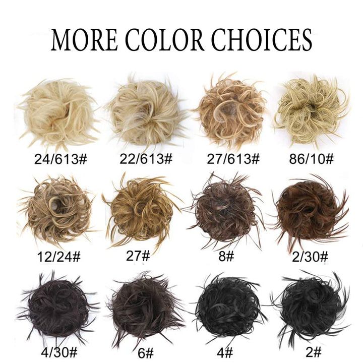 Tousled Updo Messy Bun Hair Piece Hair bun Extensions With Elastic Rubber Band Ponytail Hairpiece Scrunchies for Women (Light Brown)