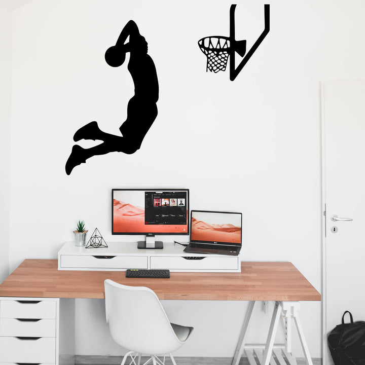 Basketball Wall Decor Sports Stickers Peel and Stick Wall Decals for Boys Bedroom, 24x20.1in
