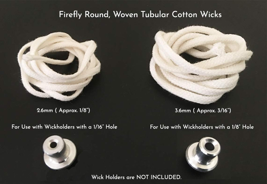 USA Brand - 5 Feet of 2.6mm Braided Eco Cotton Replacement Wick for Oil Lamps and Candles for Round Wick Holders