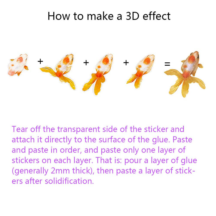 10 Sheets 3D Goldfish Koi Pond Clear Film Sticker Simulation Resin Decorative Sticker DIY Gold Fish Mold for Painting Jewelry Making - Big Fish