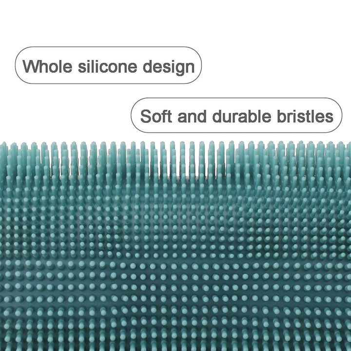 Soft Silicone Body Scrubber Shower Brush Body Wash Bath Exfoliating Glove, Skin SPA Massage Scrub, Fit for Sensitive and All Kinds of Skin (Dark Green)