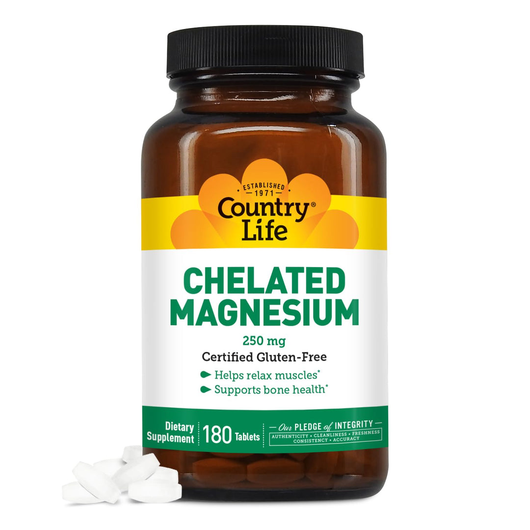 Country Life Chelated Magnesium 250mg - Supports Heart,