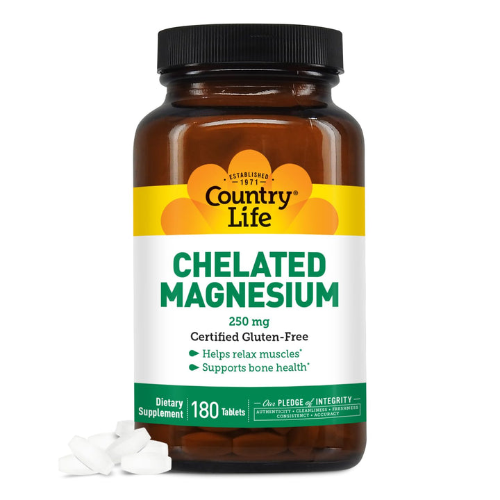 Country Life Chelated Magnesium 250mg - Supports Heart,
