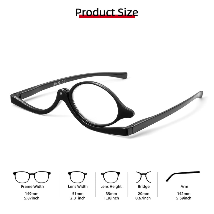 JM 2 Pairs Makeup Reading Glasses Round Magnifying Flip