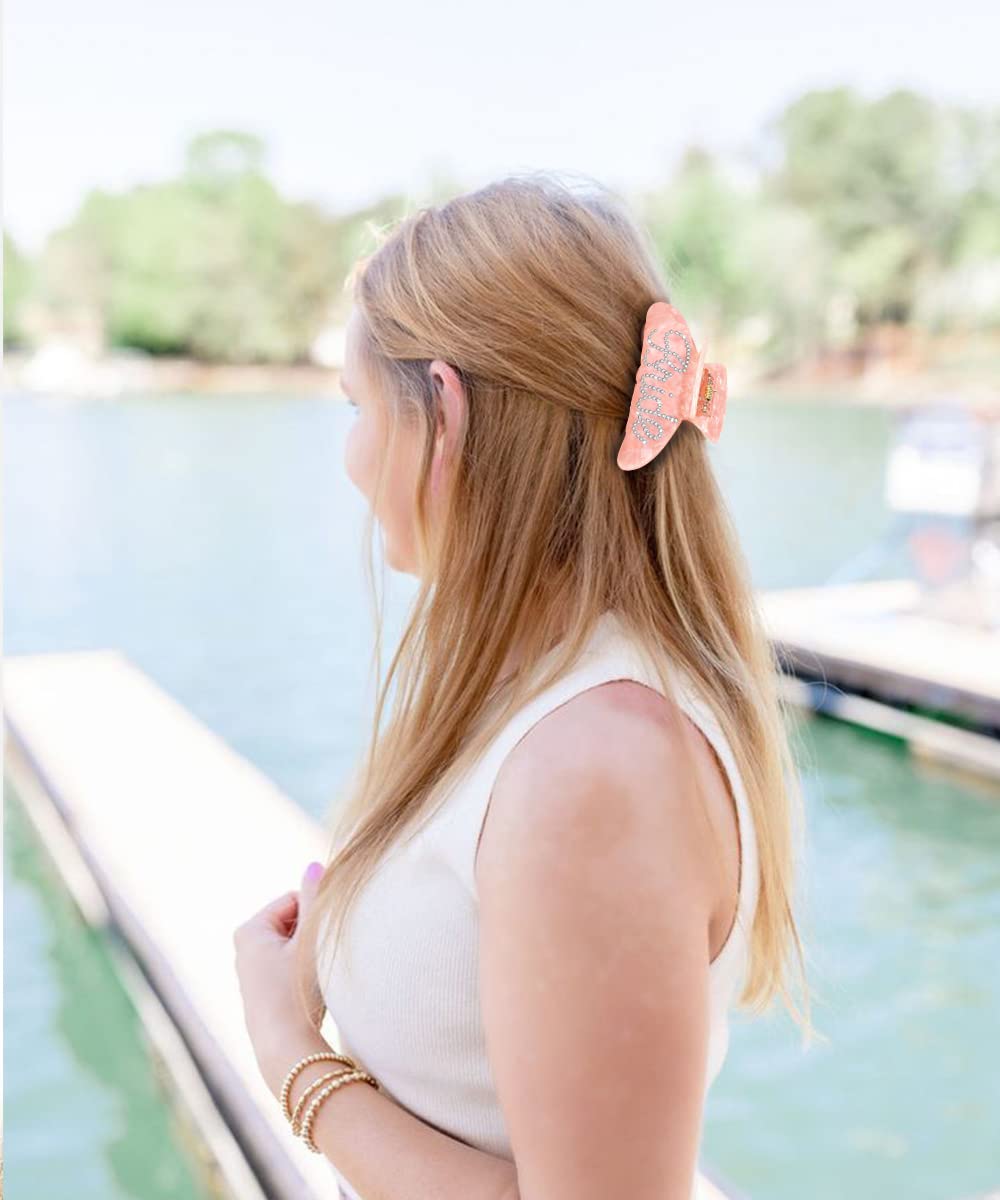 Bride Hair Claw Clips, Acrylic Wedding Hair Clip for Bride, Nonslip Large Claw Clips Bachelorette Party Decorations Wedding Bridal Shower Gifts (2PCS Bride)