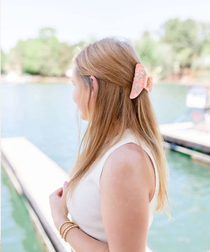 Bride Hair Claw Clips, Acrylic Wedding Hair Clip for Bride, Nonslip Large Claw Clips Bachelorette Party Decorations Wedding Bridal Shower Gifts (2PCS Bride)