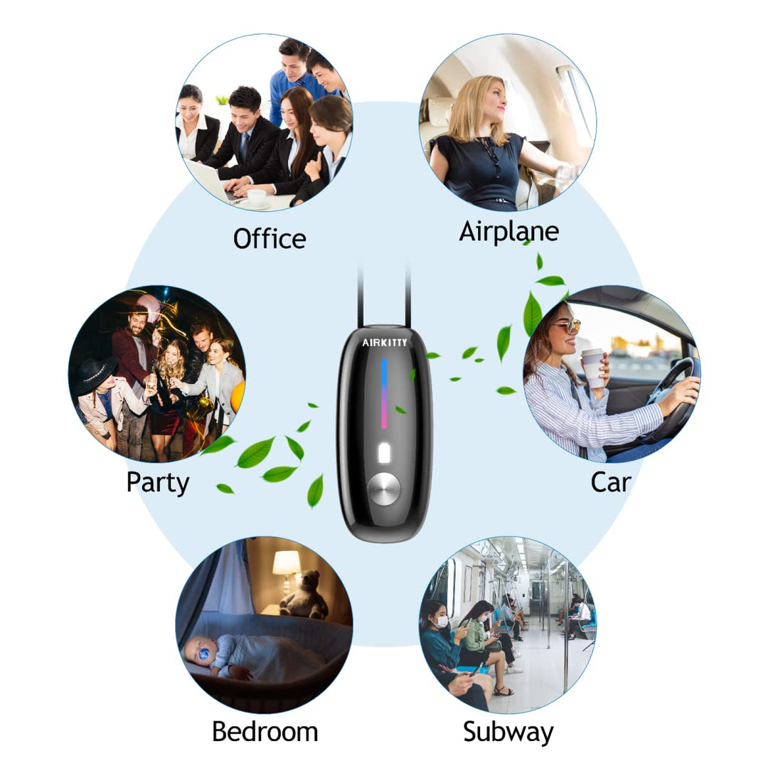 A10 S Personal Air Purifier Necklace, Rechargeable Portable mini Air Purifier for travel, office Airplane and Home, outdoor Air Ionizer Purifier(Button Switch)