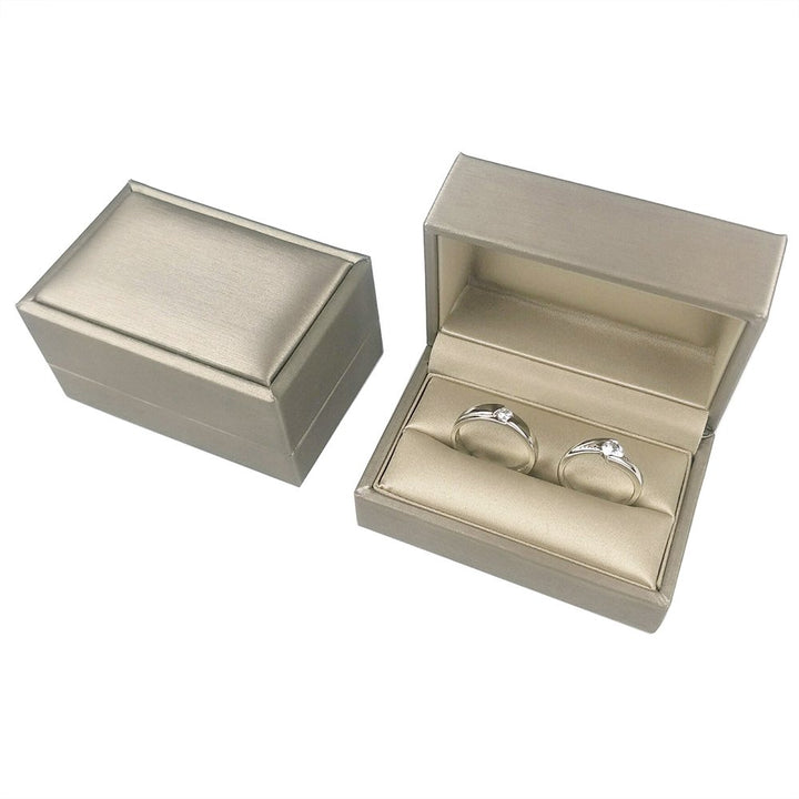 Gold Bearer Ring Box – Premium PU Leather Double Rings Box for Wedding Engagement Gift Box