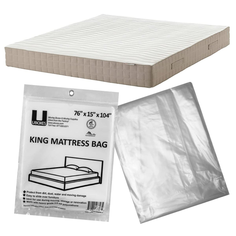 uBoxes Moving Supplies King Mattress Cover/Bag 76 x 15 x 104, Clear