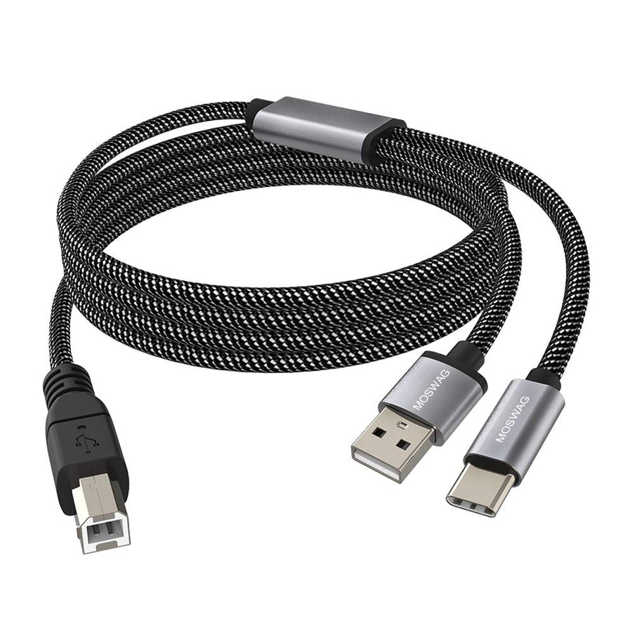 MOSWAG 2in1 USB C to USB B Printer Cable 5Feet/1.5M wit