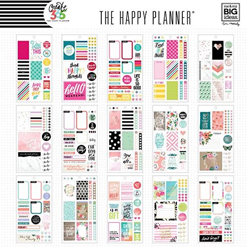 me &amp; my BIG ideas Sticker Value Pack - The Happy Planner Scrapbooking Supplies - Classic Color Theme - Multi-Color &amp; Gold Foil - Great for Projects &amp; Albums - 30 Sheets, 725 Stickers Total