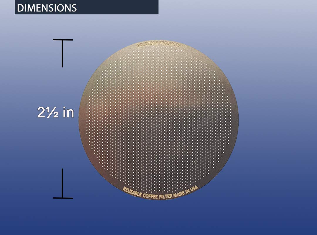 GOLDTONE Stainless Steel Reusable Disk Coffee Filter for Aero Press Coffee and Espresso Makers, includes 1 oz Scoop and Brush