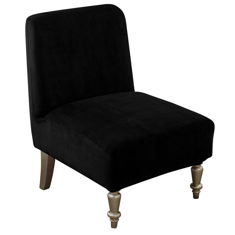 Armless Accent Slipper Chair Covers,Stretch Armless Chair Slipcover Removable Velvet Fabric Non-Slip Silp Cover for Accent Chair Without Arms Furniture Protector for Living Dining Room Hotel…
