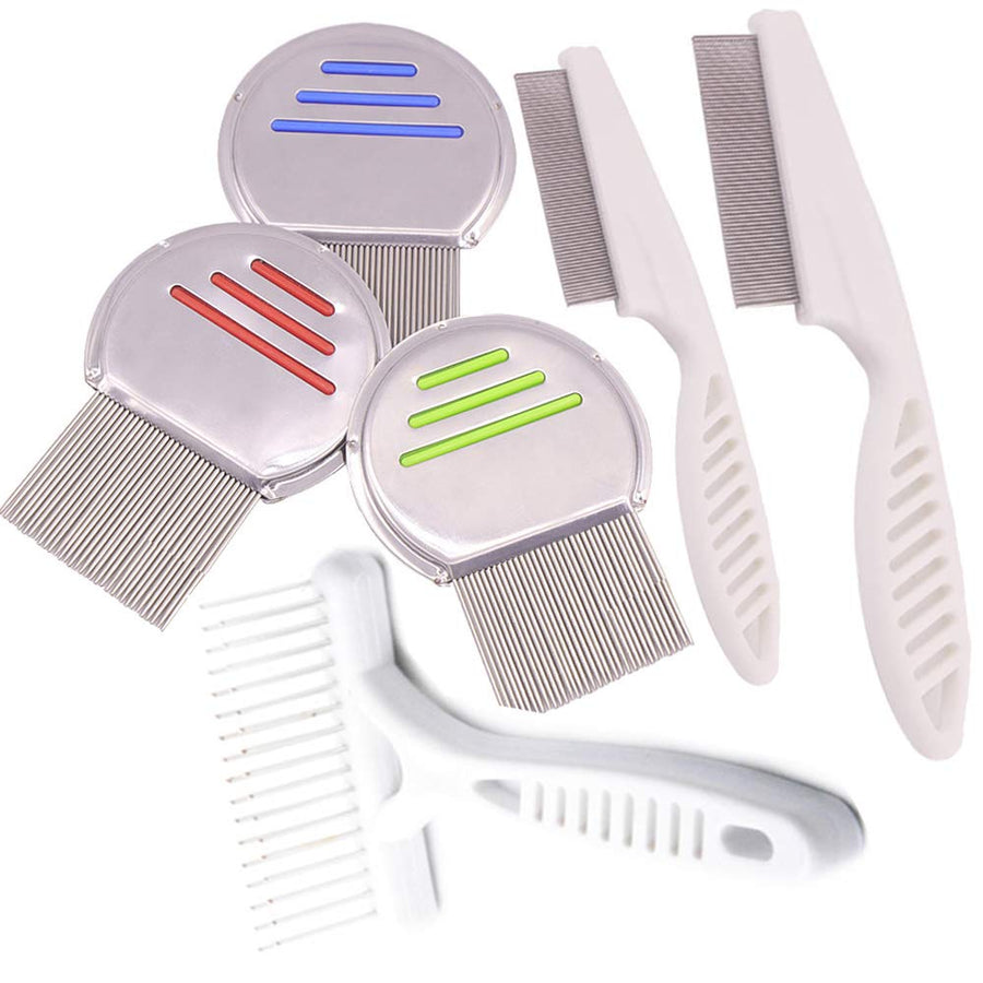 Qtopun Nits Free Lice Comb, Set of 6 Stainless Steel Lo