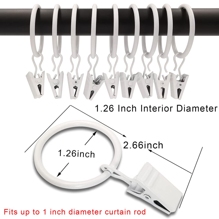 AMZSEVEN 40 Pack Curtain Rings with Clips, Drapery Clip