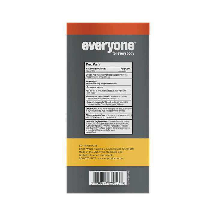 Everyone Hand Sanitizer Spray: Coconut and Lemon, Travel Size, 2 Ounce, 6 Count
