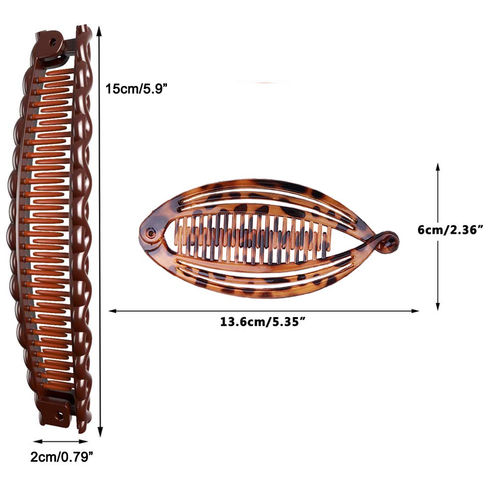 4pcs Banana Hair Clips Vintage Clincher Combs Tool for Thick Curly Hair Accessories Fishtail Hair Clip Combs Double Banana Clip Set for Women Girls