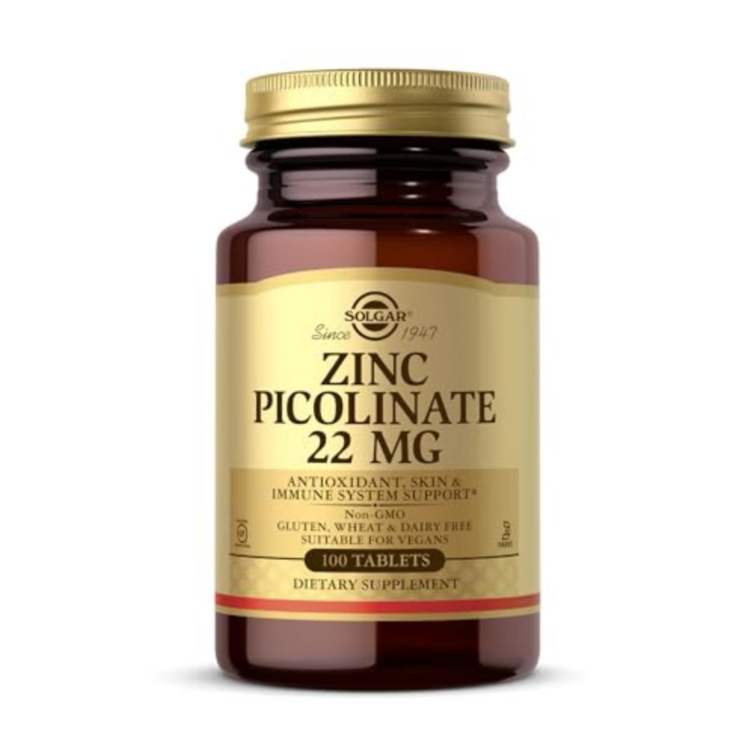Solgar Zinc Picolinate 22 mg, 100 Tablets - Promotes He