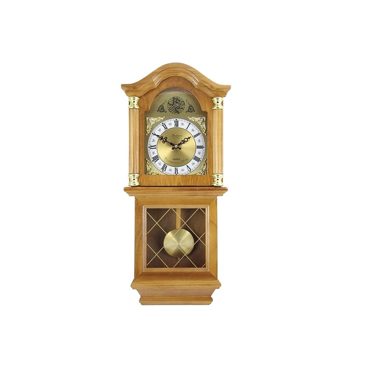 Swinging Pendulum Wall Clock, 26 Inch, Golden Oak