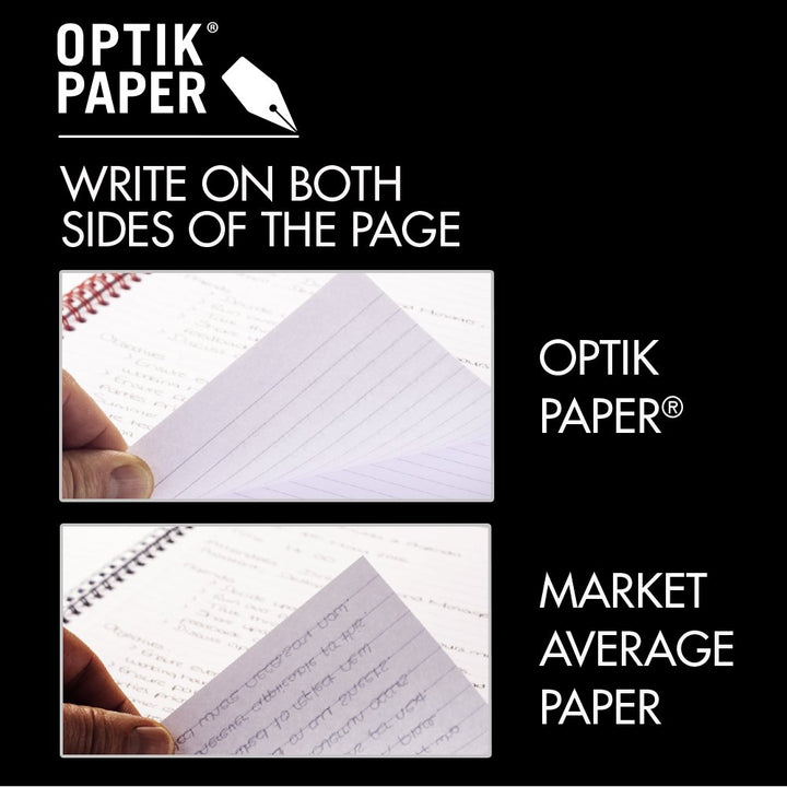 Black n&#39; Red Notebook, Business Journal, 11 x 8, 70 Sheets, Ruled, Optik Paper, Scribzee App, Flexible Poly Cover, Wirebound, Black (K67030)
