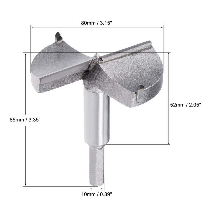 Forstner Drill Bits 80mm, Tungsten Carbide Wood Hole Saw Auger Opener, Woodworking Hinge Hole Drilling Boring Bit Cutter (Gray)