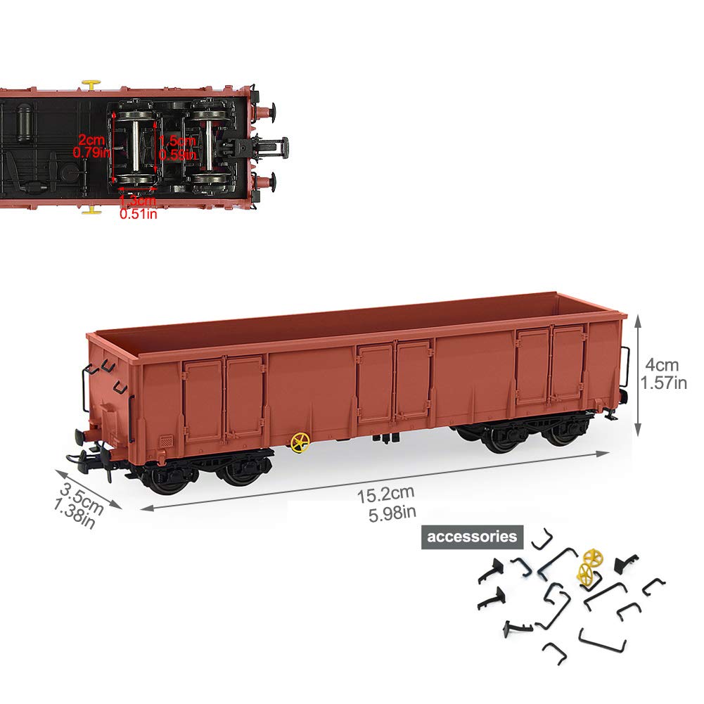 2pcs HO Scale High-Side Gondola Car 1:87 Railway Wagons Rollong Stock Container Carriage 1:87 Freight Car C8742WR-2-NUS