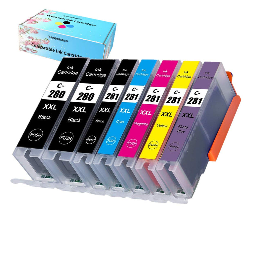 Compatible PGI-280 CLI-281 XXL Ink Cartridge Replacement for Canon 280 281 Ink Work with Canon TS8120 TS8220 TS8320 TS9120 TS9100 TS8100 TS8200 TS8300 TR7520, 7 Pack